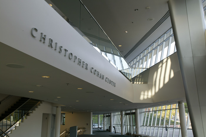 Christopher Cohan Center sign with lobby